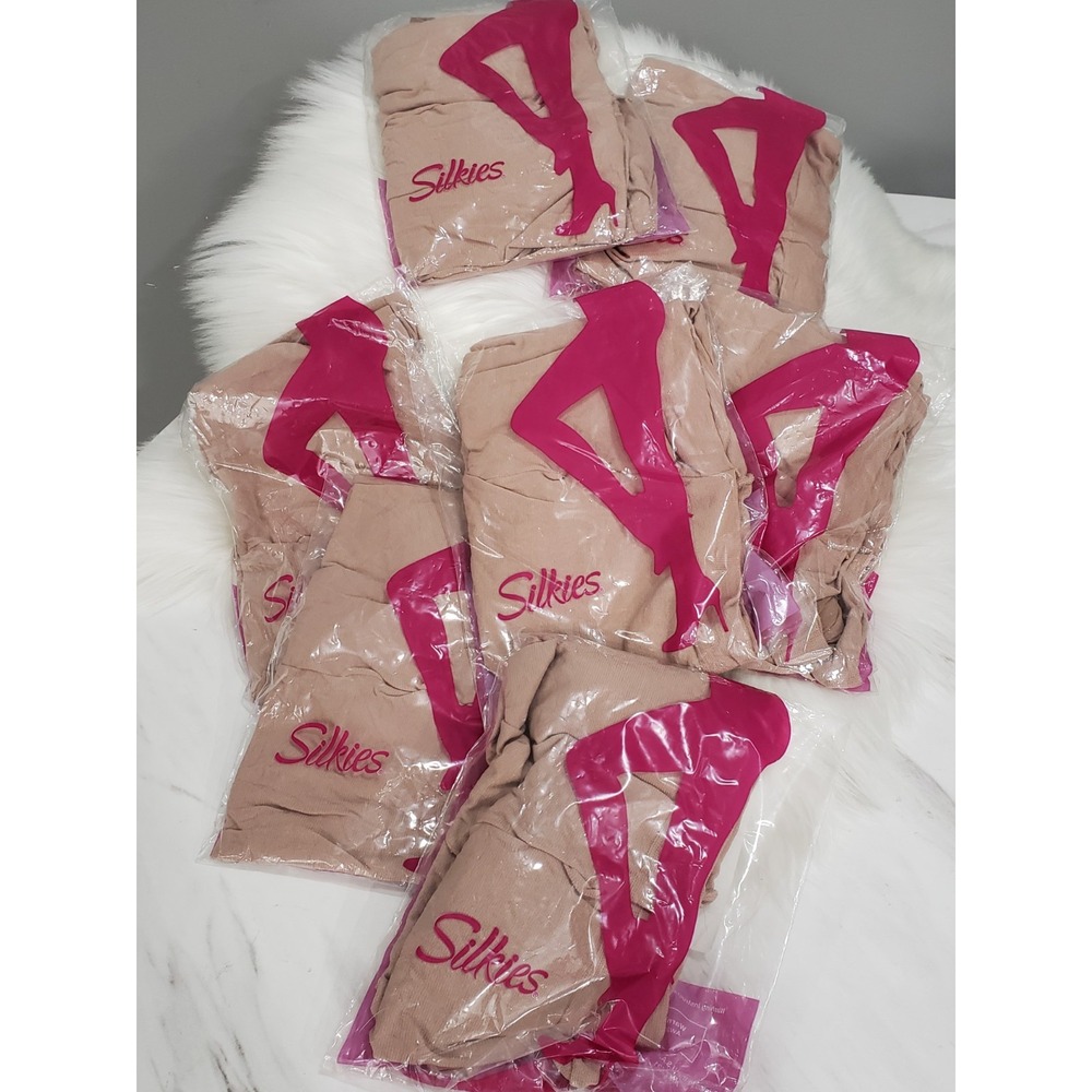 NEW 7 PACKS / 14 PAIR - Silkies Control‎ Top Panty Hose SMALL NUDE ULTRA SHEER